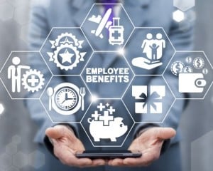 Employee benefits career concept. Business bonus work perks